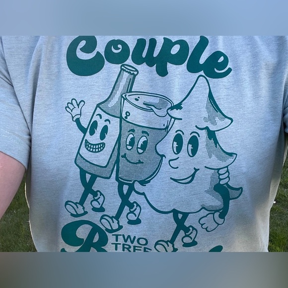 Couple Two Tree Beers Short-Sleeve T-shirt Vintage Green - Picture 2 of 6